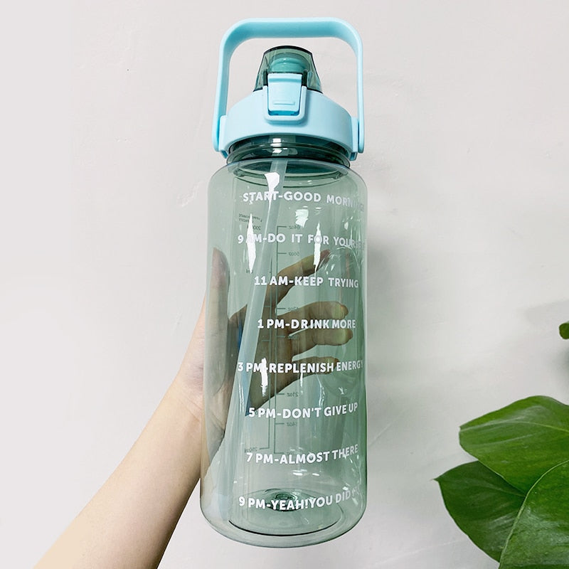 Frosted 2L Large Capacity Water Bottle With Scale Reminder