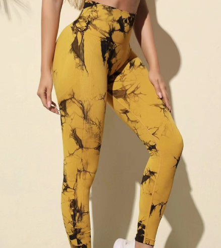 Tie-dyed High Waist Hip Lift Sports Pants