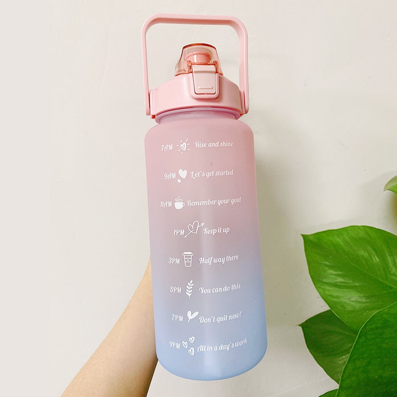 400ml Frosted Water Bottle with Strap Leak-proof Wide Mouth Clear