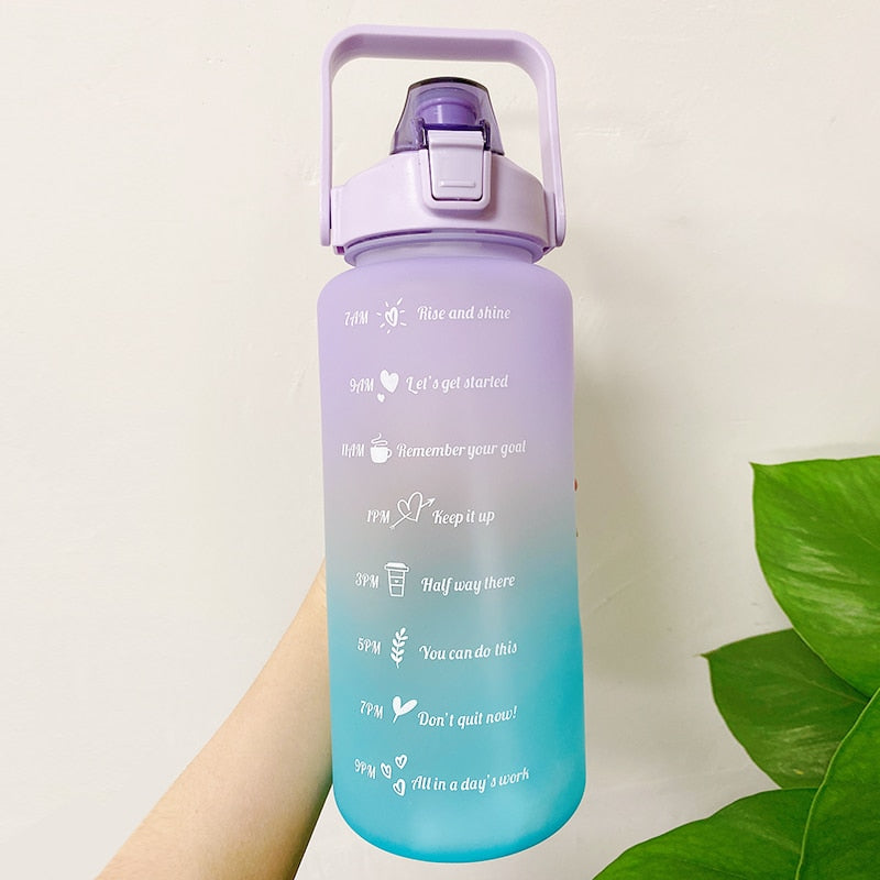 Frosted 2L Large Capacity Water Bottle With Scale Reminder